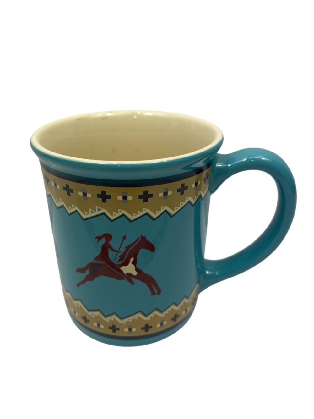 Pendleton Ceramic Mug With Native American Horse Design Teal Dishwasher 65h - Picture 2 of 7